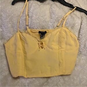 Yellow lace trim crop cami